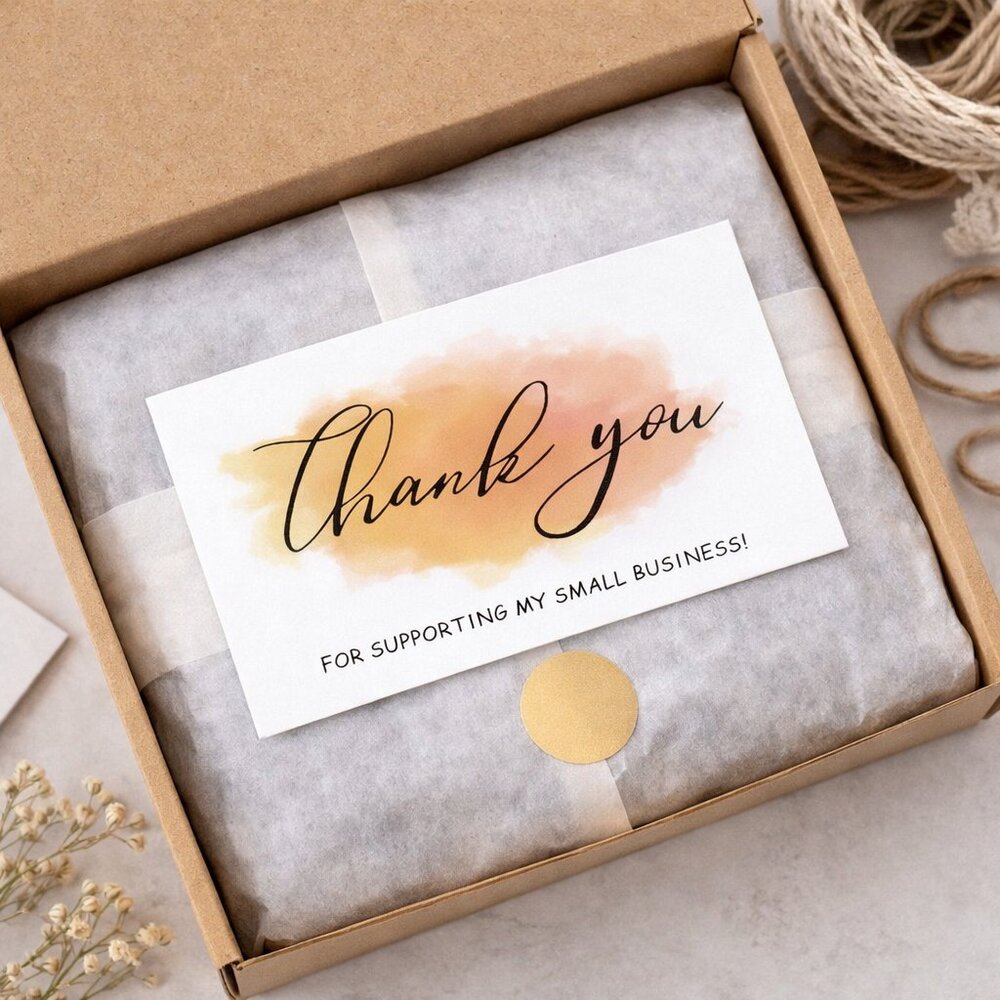 30 Pcs Yellow Thank You Business Cards – Slogan Graphic Insert Cards